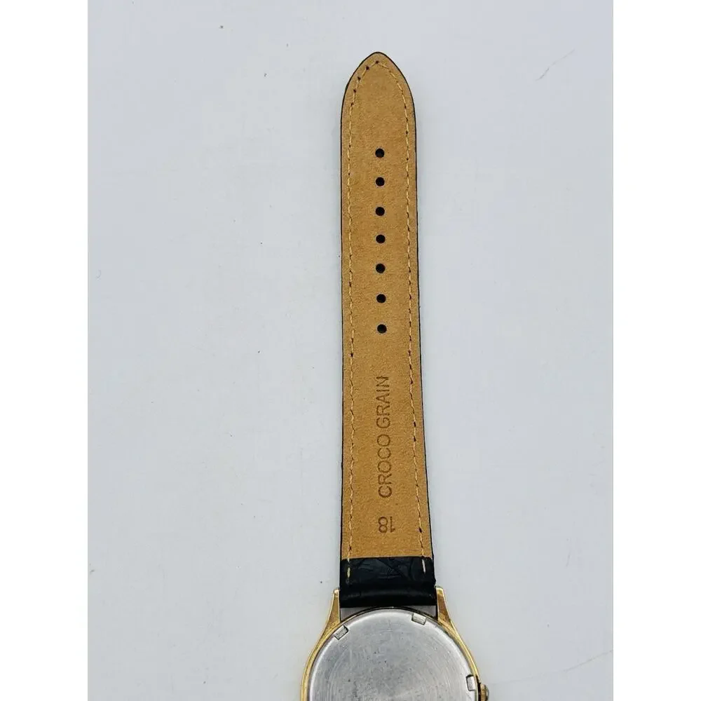 Seiko SQ Watch Men 33mm Gold Dial Gold Tone Daydate Round 5H23-7B09 New Battery